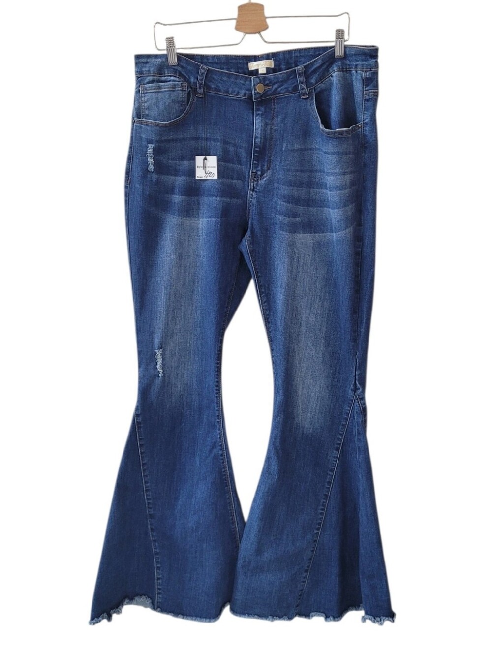 HOME FOLK Distressed Raw Hem Flare Jeans Size 18